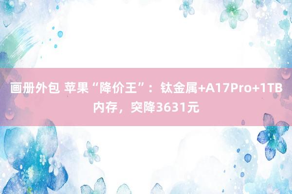 画册外包 苹果“降价王”：钛金属+A17Pro+1TB内存，突降3631元